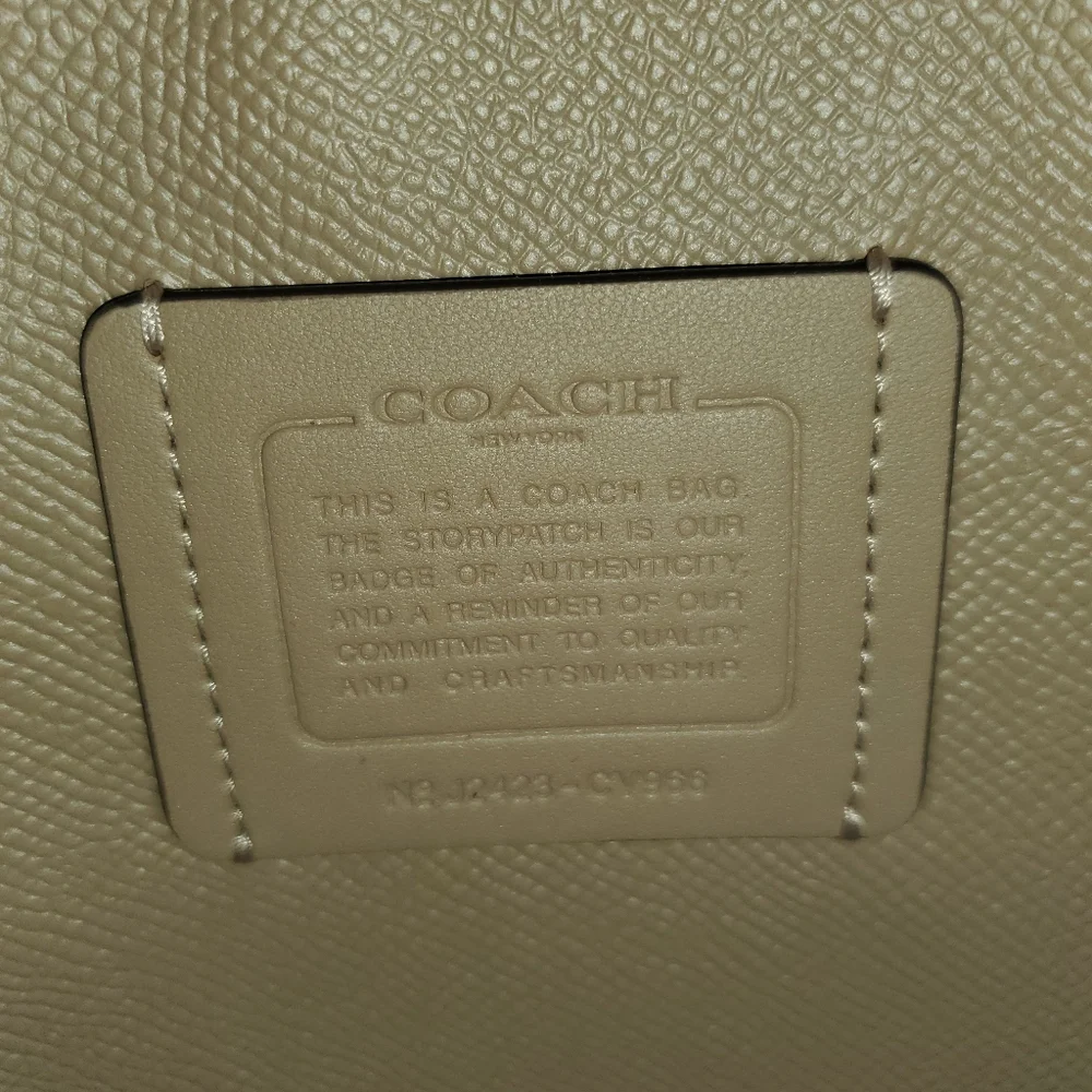 Coach Cream Pebbled Leather Mollie Tote with Top Handles And Shoulder Strap - Picture 4 of 7